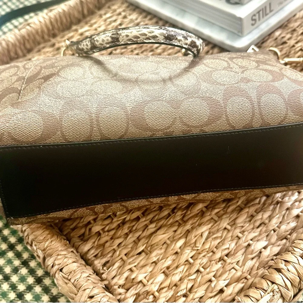 Coach Tan and Black Signature Tote - Picture 4 of 5